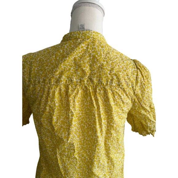LUCKY BRAND Yellow Floral Short Sleeve Blouse Size XS - Picture 7 of 7